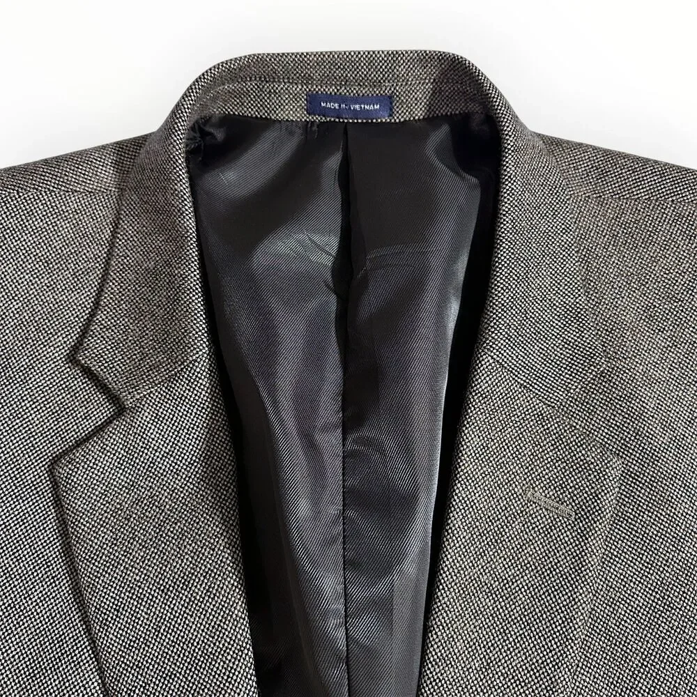 STAFFORD Classic fit Mens Blazer Sport Coat 2-Button Jacket 46R MerinoWOOL Brown